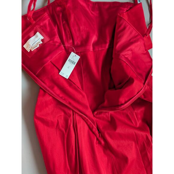 NWT By Anthropologie Sleeveless Foldover Knee-Length Dress Size XL Red MB435 - Picture 6 of 9